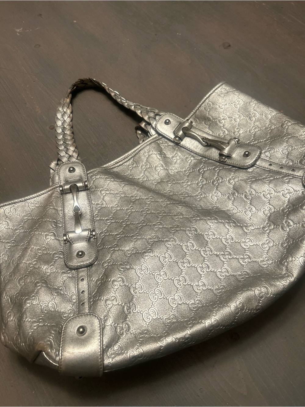 Y2K Large Stunning horse bit embellished monogram embossed leather - Picture 7 of 16